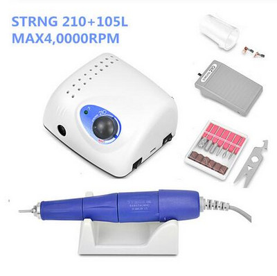 35K/40K/45K hiteles 65W elektromos körömfúrógép Strong 210 plus 105L 102L 2,35mm modell manikűr pedikűr körömreszelő