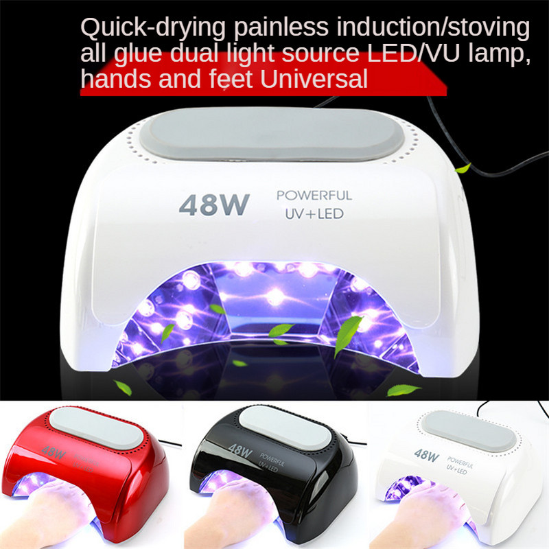 Profesionali dviejų lustų UV+LED lempa 48W greitai kietėjantis nagų džiovintuvas Skaitmeninis laiko jutiklis rankų jutiklio lakas Solidify manikiūro mašina