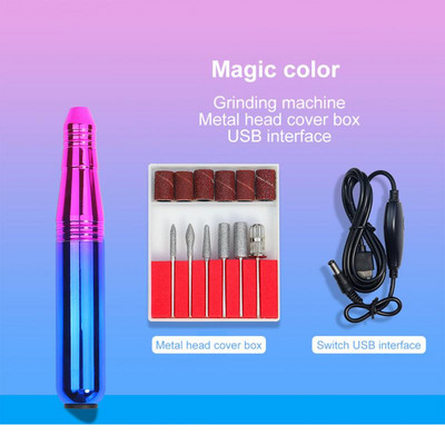 Slefuitor electric de găurit pentru unghii Mașină de manichiură pentru unghii Moara pentru manichiură cu instrumente de pix de artă ușoare pentru îndepărtarea gelului, livrare rapidă 24 de ore