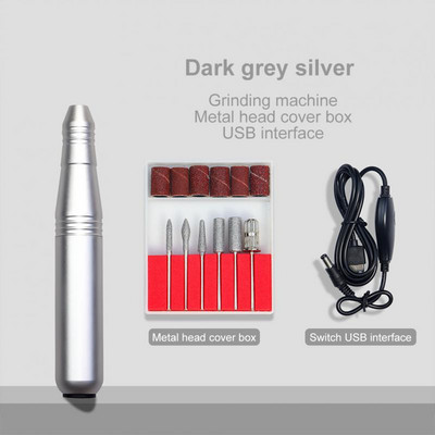 Slefuitor electric de găurit pentru unghii Mașină de manichiură pentru unghii Moara pentru manichiură cu instrumente de pix de artă ușoare pentru îndepărtarea gelului, livrare rapidă 24 de ore