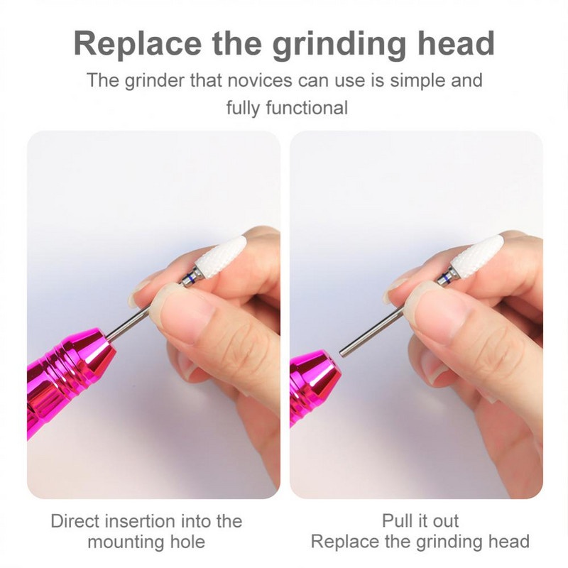 Slefuitor electric de găurit pentru unghii Mașină de manichiură pentru unghii Moara pentru manichiură cu instrumente de pix de artă ușoare pentru îndepărtarea gelului, livrare rapidă 24 de ore