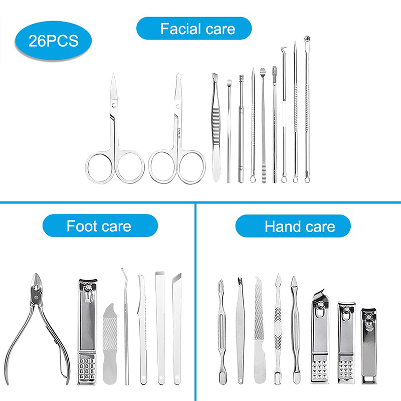 9/18/26 vnt/rinkinys manikiūro rinkinys nagų kirpimo mašinėlė nerūdijančio plieno nagų kirpimo žirklių rinkinys nešiojamasis rinkinys nagų priežiūros įrankiui