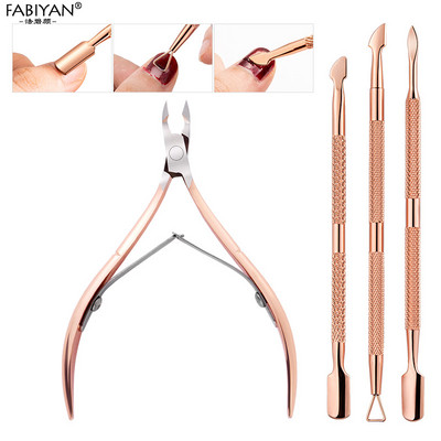 2/3 vnt. / rinkinys nerūdijančio plieno nagų dailinėjimo žirklės, 2 būdai odelių kirpimo mašinėlės stūmiklis negyvos odos šalinimo rinkinys Manikiūro pedikiūro įrankiai