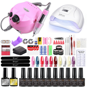 Σετ μανικιούρ Nail Kit Σετ βερνικιού gel 120/80/54W UV led Lamp With Gel Varnish Set Nail Drill Kit Εργαλειοθήκη Μανικιούρ Κιτ επέκτασης νυχιών