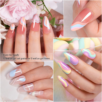 BOZLIN 8ML Summer Pastel Liner Gel Kit Nail Art Painting Gel Polish Πολύχρωμο ημιμόνιμο βερνίκι Soak Off UV Gel μεγάλης διάρκειας