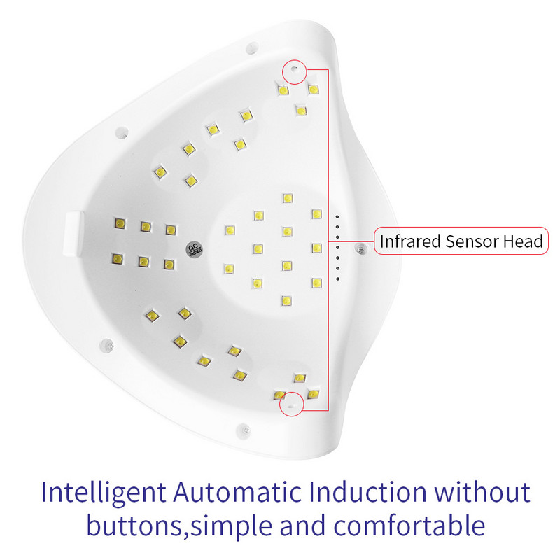 72 W naujas UV LED nagų lempos nagų džiovintuvas, skirtas manikiūrui džiovinti visą nagų laką su laikmačio automatiniu jutikliu LED laiko ekranu
