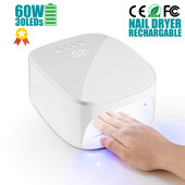 Безжична LED лампа за нокти UV 60W акумулаторна 8000mAH безжична гел лампа сушилня за нокти лак за къдрене лампа за всички гел лакове за нокти