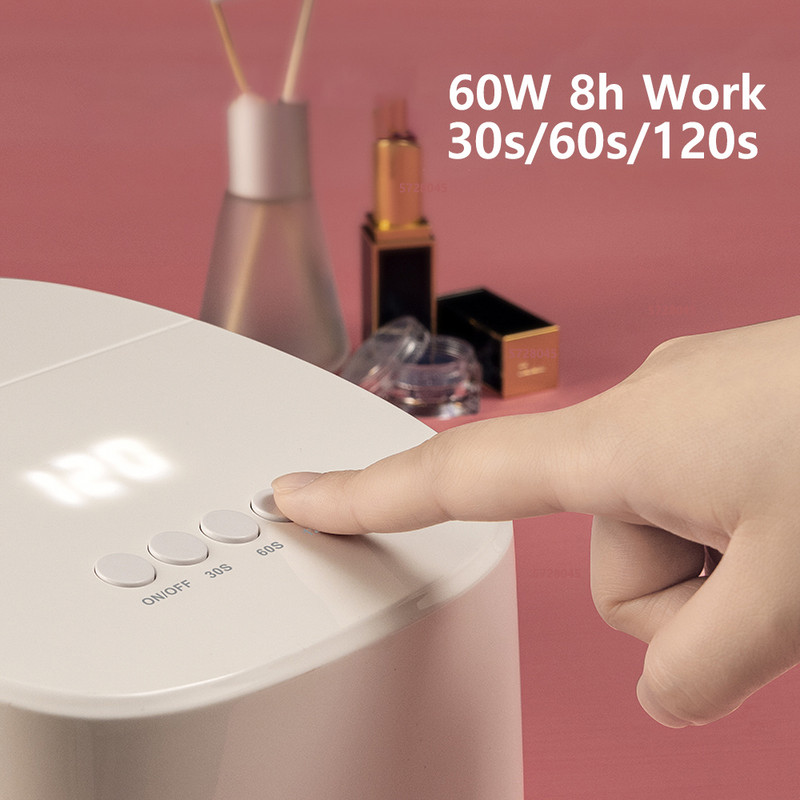 Безжична LED лампа за нокти UV 60W акумулаторна 8000mAH безжична гел лампа сушилня за нокти лак за къдрене лампа за всички гел лакове за нокти