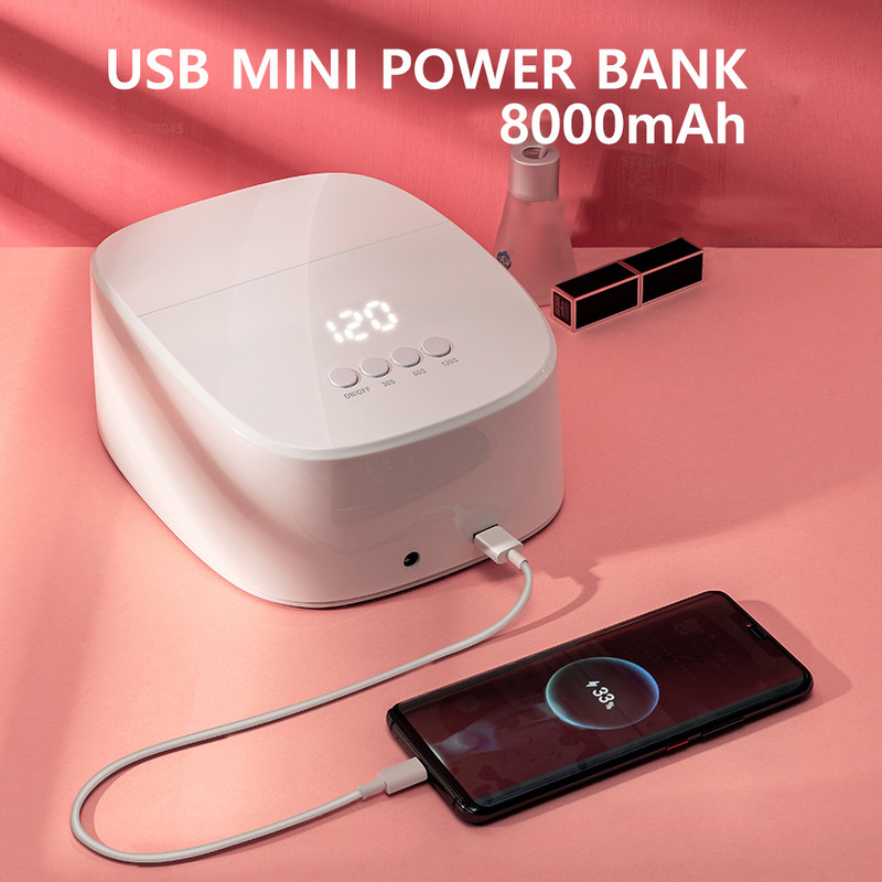 Безжична LED лампа за нокти UV 60W акумулаторна 8000mAH безжична гел лампа сушилня за нокти лак за къдрене лампа за всички гел лакове за нокти