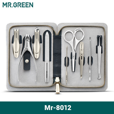MR.GREEN Urođeni luksuzni set za manikuru, kirurške škare, komplet škarica za nokte od nehrđajućeg čelika, paket od pune goveđe kože, pedikura