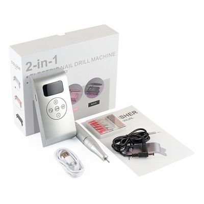Mașină de găurit unghii 2 în 1 și lampă UV pentru unghii 35000RPM Polizor de unghii Freză pentru manichiură Lampă pentru unghii cu uscare rapidă fără fir