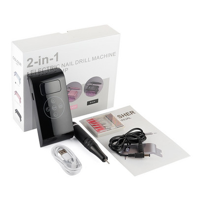 Mașină de găurit unghii 2 în 1 și lampă UV pentru unghii 35000RPM Polizor de unghii Freză pentru manichiură Lampă pentru unghii cu uscare rapidă fără fir