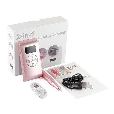 Mașină de găurit unghii 2 în 1 și lampă UV pentru unghii 35000RPM Polizor de unghii Freză pentru manichiură Lampă pentru unghii cu uscare rapidă fără fir