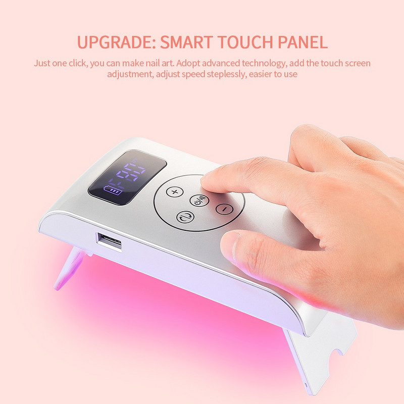 Mașină de găurit unghii 2 în 1 și lampă UV pentru unghii 35000RPM Polizor de unghii Freză pentru manichiură Lampă pentru unghii cu uscare rapidă fără fir