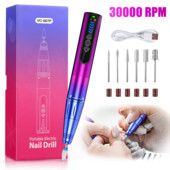 30000 RPM belaidė elektrinė nagų gręžimo mašina Profesionalus šlifuoklis nagams Įkraunamas manikiūro rašiklis pedikiūrui, geliniam poliravimui
