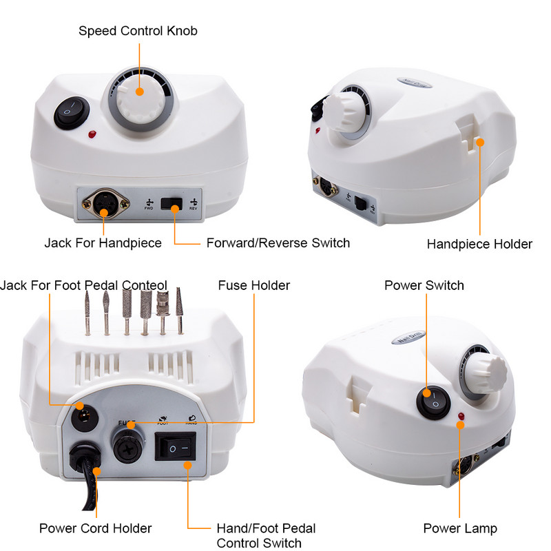 Naujas rankinis instrumentas 35000 RPM elektrinis nagų gręžimo staklių rinkinys Elektrinis manikiūro staklių rinkinys Priedų pedikiūro rinkinys Ceram