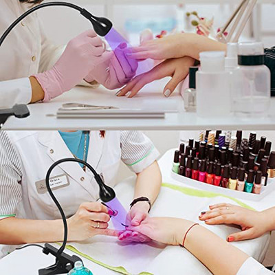 Мини LED лампа за нокти Сушилня за нокти False Nail UV Glue Led Clip-On Гъвкава лампа за втвърдяване Бързосъхнеща лампа за нокти 360° огъваща се настолна лампа