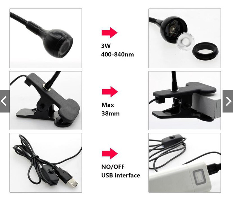 Mini Nail LED lempa Nagų džiovintuvas Dirbtiniai nagų UV klijai Led Clip-On Lanksti kietėjanti lempa Greitai džiūstanti nagų lempa 360° Lenkstanti stalinė lempa