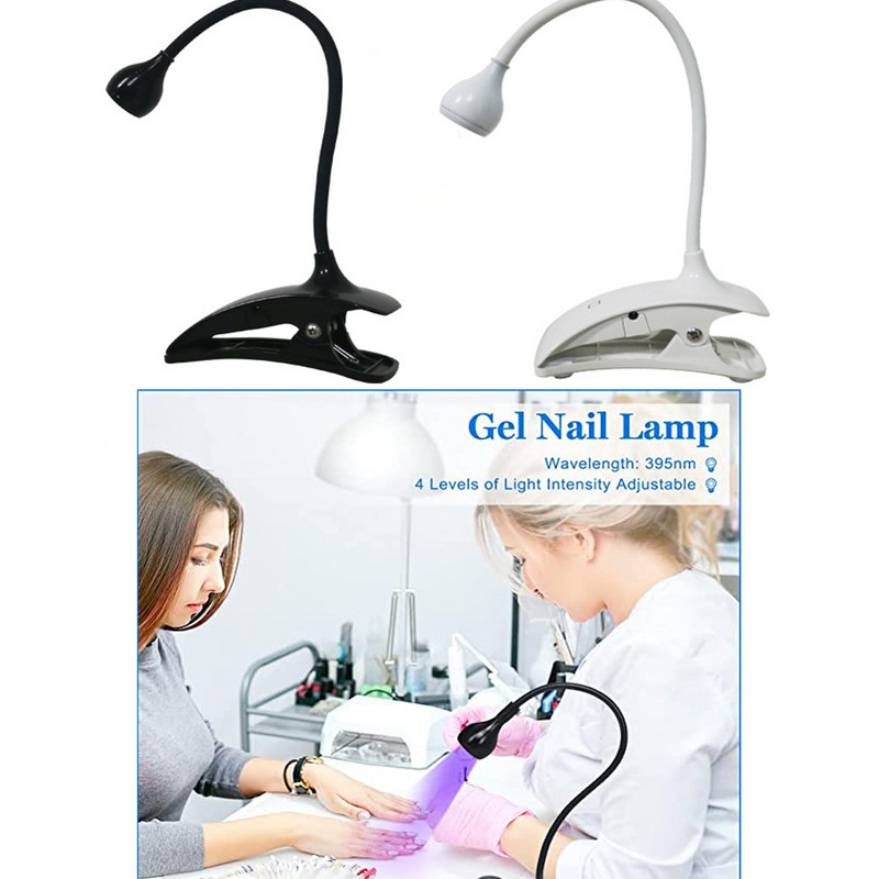 Mini Nail LED lempa Nagų džiovintuvas Dirbtiniai nagų UV klijai Led Clip-On Lanksti kietėjanti lempa Greitai džiūstanti nagų lempa 360° Lenkstanti stalinė lempa