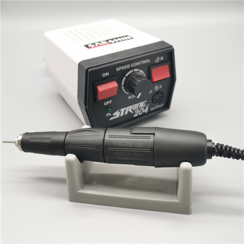 65W Stiprus 204 valdymo blokas 35000RPM 30V Stiprus 210102L Mikrovariklis Rankinis įrankis Elektrinis manikiūro aparatas Nagų gręžimo pjaustytuvų rinkinys