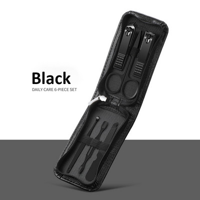 2023 Nauji 6 Vnt Nešiojami Prabangūs Manikiūro Rinkiniai Pedikiūro Rinkiniai Ryškiai Juodi Nagų kirpimo priemonių rinkinys Asmeninės priežiūros priemonės Antakių Žirklės