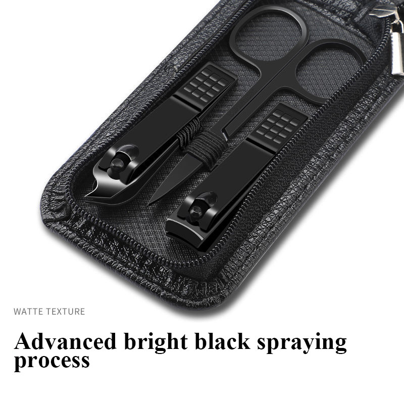 2023 Nauji 6 Vnt Nešiojami Prabangūs Manikiūro Rinkiniai Pedikiūro Rinkiniai Ryškiai Juodi Nagų kirpimo priemonių rinkinys Asmeninės priežiūros priemonės Antakių Žirklės