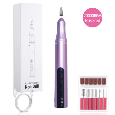 NAUJA 20000 RPM belaidė nagų gręžimo mašina Elektrinė nagų šlifuoklis Belaidis įkraunamas manikiūro staklės frezavimo pjovimo staklės