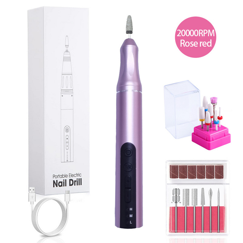 NAUJA 20000 RPM belaidė nagų gręžimo mašina Elektrinė nagų šlifuoklis Belaidis įkraunamas manikiūro staklės frezavimo pjovimo staklės