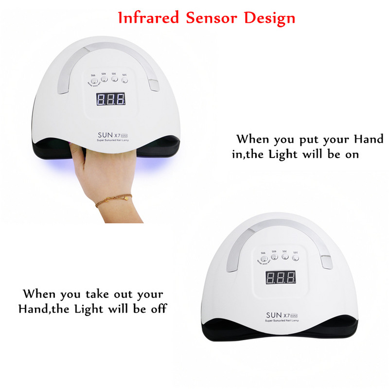 114W SUN X7MAX profesionali LED UV nagų lempa, skirta greitai išdžiūti visiems nagams gelinio lako LED nagų šviesos nagų džiovintuvo UV lempa