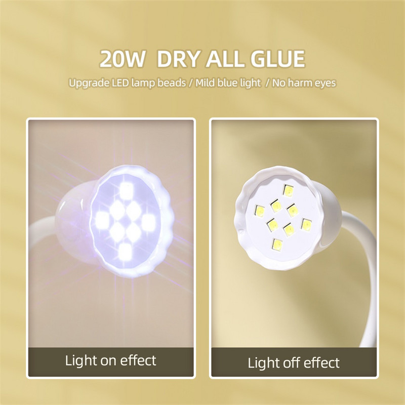 Uscător de unghii cu trandafiri cu oglindă Mini lampă LED pentru unghii Lipici pentru lac de manichiură pentru unghii false Uscator rapid cu lumină UV Uscător de unghii pliabil cu lumină UV