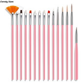 15 vnt Profesionalus nagų dailės šepetėlių rinkinys manikiūrui Kalnų krištolo akrilo dažų šepetėlių rinkinys UV gelio lako nagų pamušalo rašiklio gradientas