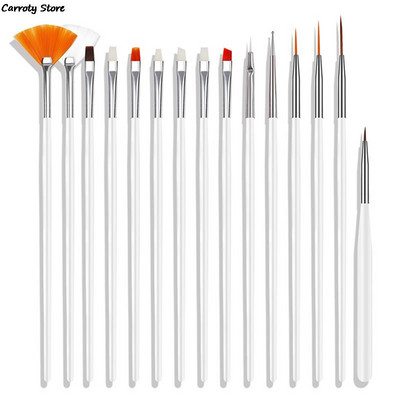 15 vnt Profesionalus nagų dailės šepetėlių rinkinys manikiūrui Kalnų krištolo akrilo dažų šepetėlių rinkinys UV gelio lako nagų pamušalo rašiklio gradientas