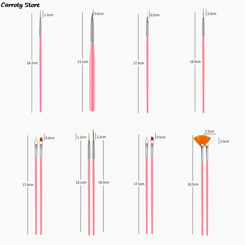 15 vnt Profesionalus nagų dailės šepetėlių rinkinys manikiūrui Kalnų krištolo akrilo dažų šepetėlių rinkinys UV gelio lako nagų pamušalo rašiklio gradientas