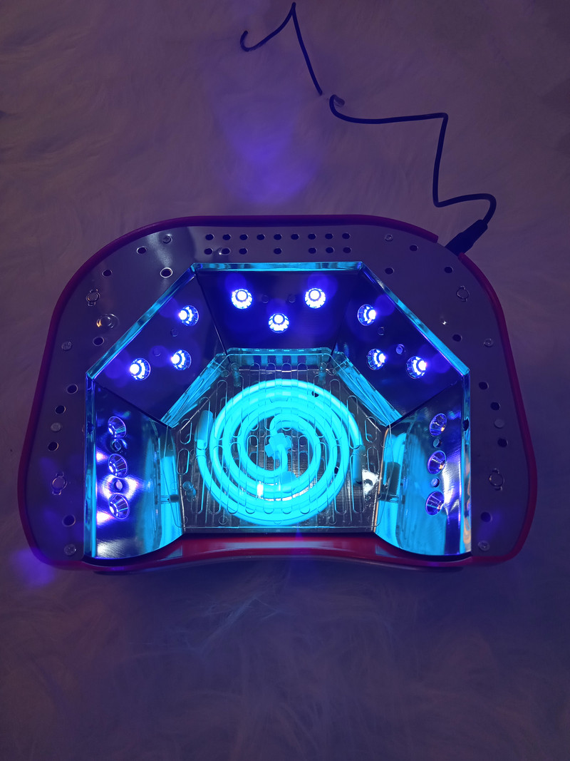 48W CCFL nagų lempa spiralinis vamzdelis lako džiovintuvas siūlų vamzdeliai lempa nagų gelis kietėjantis šviesus LED karoliukai klijai kietinti manikiūrą