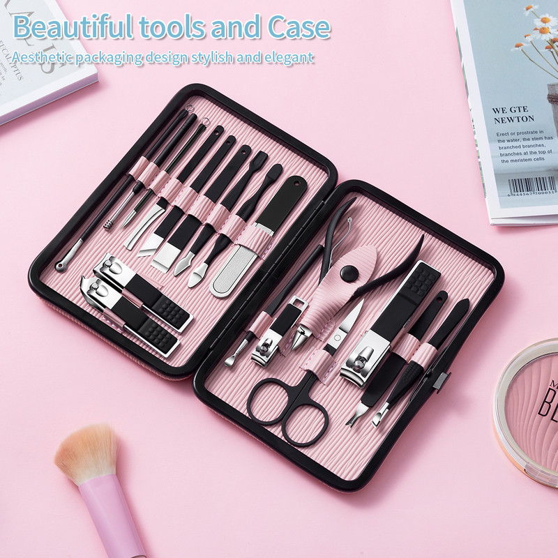 Set škarica za nokte od 7/18 komada Nova nadogradnja Crni Rezač za nokte od nehrđajućeg čelika visoke kvalitete Oštre škare za pedikuru Set alata za manikuru