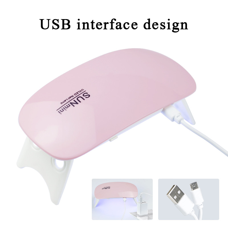 Mini körömszárító lámpa 6w köröm felszerelés hordozható USB interfész biztonságos és kényelmes otthoni használatra Fehér rózsaszín LED UV lámpa