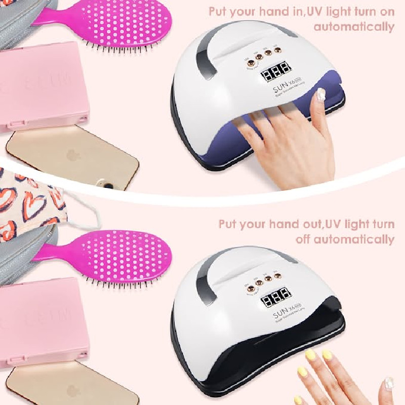 SUN X6 MAX nagų džiovintuvas LED nagų lempa UV lempa, skirta sukietinti visus gelinius nagų lakus su judesio jutikliu manikiūro pedikiūro salono priemone