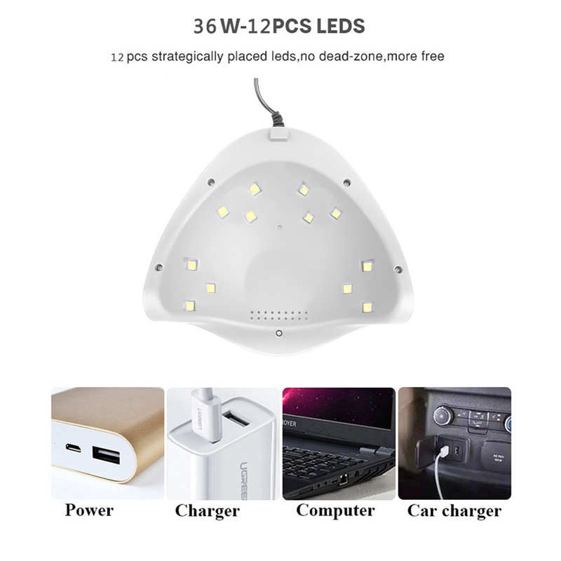 Mobray USB LED UV lámpa köröm hordozható 36 W-os körömszárító géphez 3 sebességes időzítővel otthoni használatra mini körömszárító lámpa