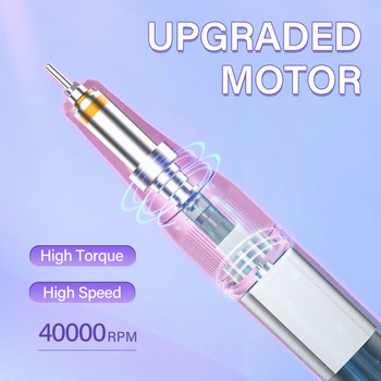 40000 RPM Електрическа бормашина за нокти, акумулаторна с LCD дисплей, преносима професионална шлифовъчна машина за нокти с комплект фрези