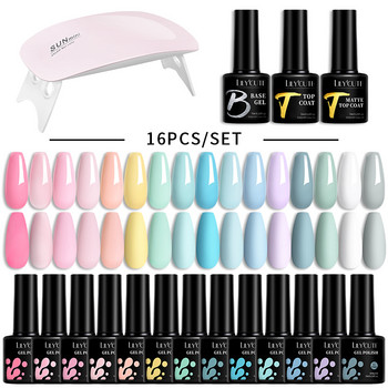 Σετ LILYCUTE 16 τμχ Color Nail Gel Polish Σετ με UV Lamp Dryer Professional All For Manicure Need Base Top Coat Nail Art Kit