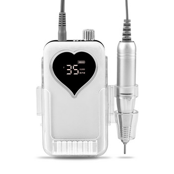 SIMINAIL Heart Nail Drill Акумулаторна настолна основа 35000RPM Маникюр Електрическа машина Пила за нокти Педикюр Безжично пробиване