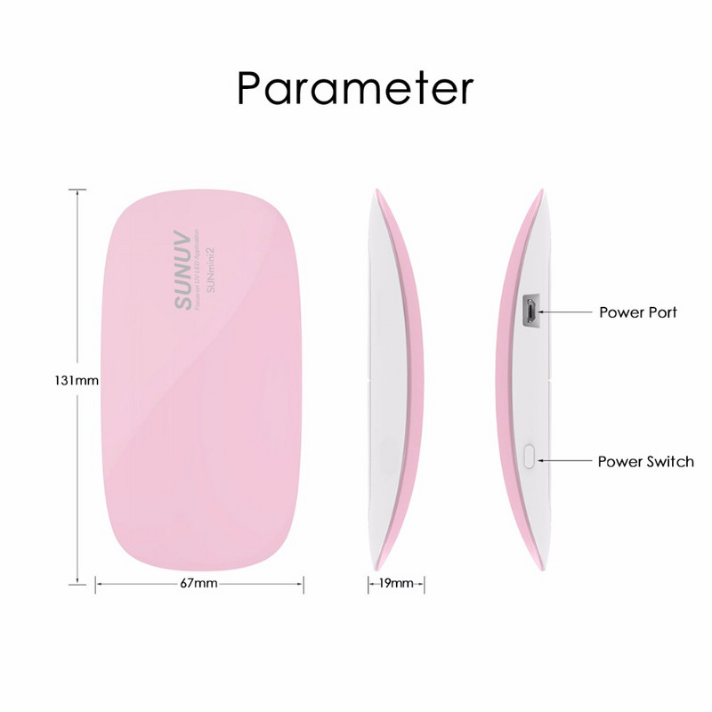 SUNUV SUNmini2 UV LED lámpa sunuv lámpa köröm Mini hordozható körömszárító USB kábellel Gél körömlakk szárító Ajándék Otthoni Utazás
