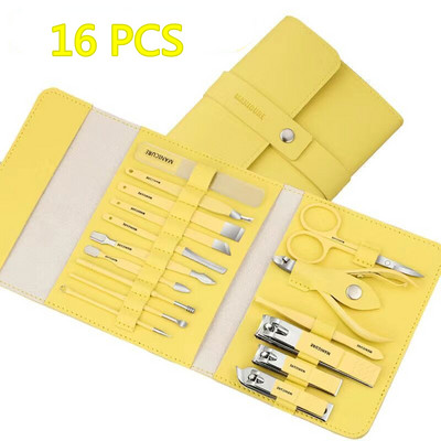 12-16 kom/set Set rezača za nokte Set škarica za nokte od nehrđajućeg čelika Set sa sklopivom torbom Kompleti rezača za manikuru Škare Šminka Alat za uljepšavanje