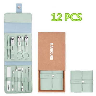 12-16 kom/set Set rezača za nokte Set škarica za nokte od nehrđajućeg čelika Set sa sklopivom torbom Kompleti rezača za manikuru Škare Šminka Alat za uljepšavanje
