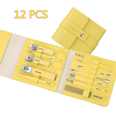 12-16 kom/set Set rezača za nokte Set škarica za nokte od nehrđajućeg čelika Set sa sklopivom torbom Kompleti rezača za manikuru Škare Šminka Alat za uljepšavanje