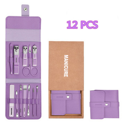 12-16 kom/set Set rezača za nokte Set škarica za nokte od nehrđajućeg čelika Set sa sklopivom torbom Kompleti rezača za manikuru Škare Šminka Alat za uljepšavanje