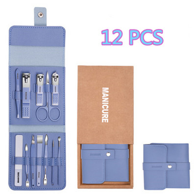 12-16 kom/set Set rezača za nokte Set škarica za nokte od nehrđajućeg čelika Set sa sklopivom torbom Kompleti rezača za manikuru Škare Šminka Alat za uljepšavanje