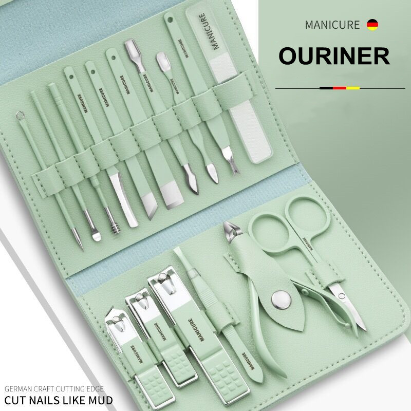 12-16 kom/set Set rezača za nokte Set škarica za nokte od nehrđajućeg čelika Set sa sklopivom torbom Kompleti rezača za manikuru Škare Šminka Alat za uljepšavanje