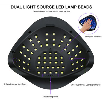 280W SUN X12 Max UV LED Λάμπα νυχιών για Στέγνωμα Νυχιών Gel Polish With 66LEDs Smart Timing Nail Gel Dry Light for Manicure Salon