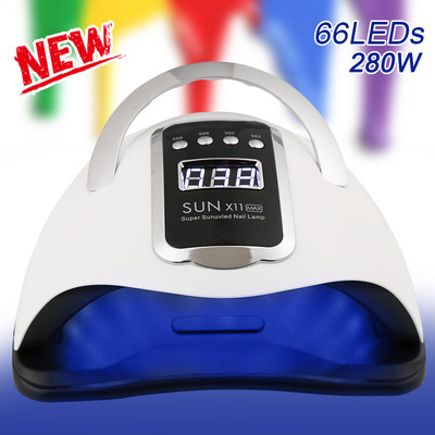 280 W SUN X12 Max UV LED lampa za nokte za sušenje noktiju Gel lak sa 66 LEDs Smart Timing Nail Gel Dry Light za salon za manikuru